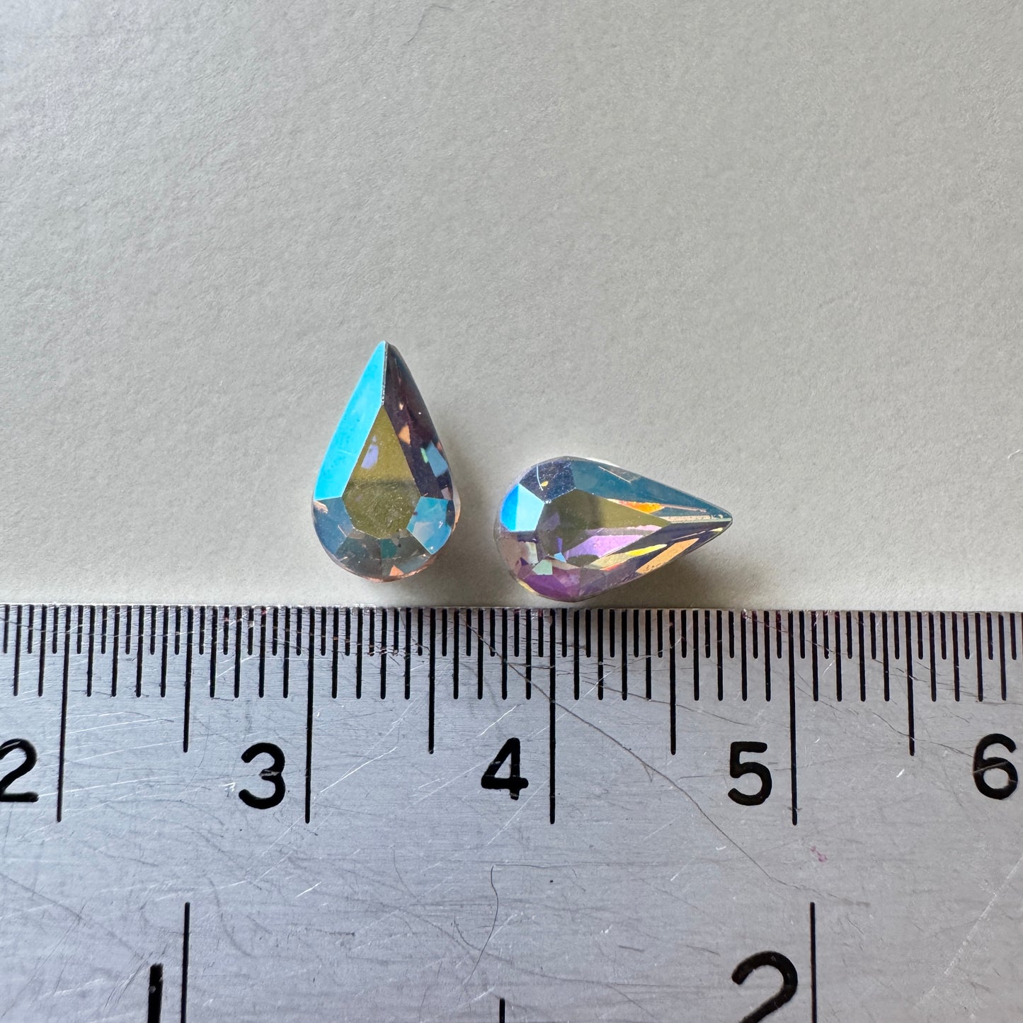 Vintage Swarovski #308 Pearshape Starlight AB 10x6mm【2 pcs】