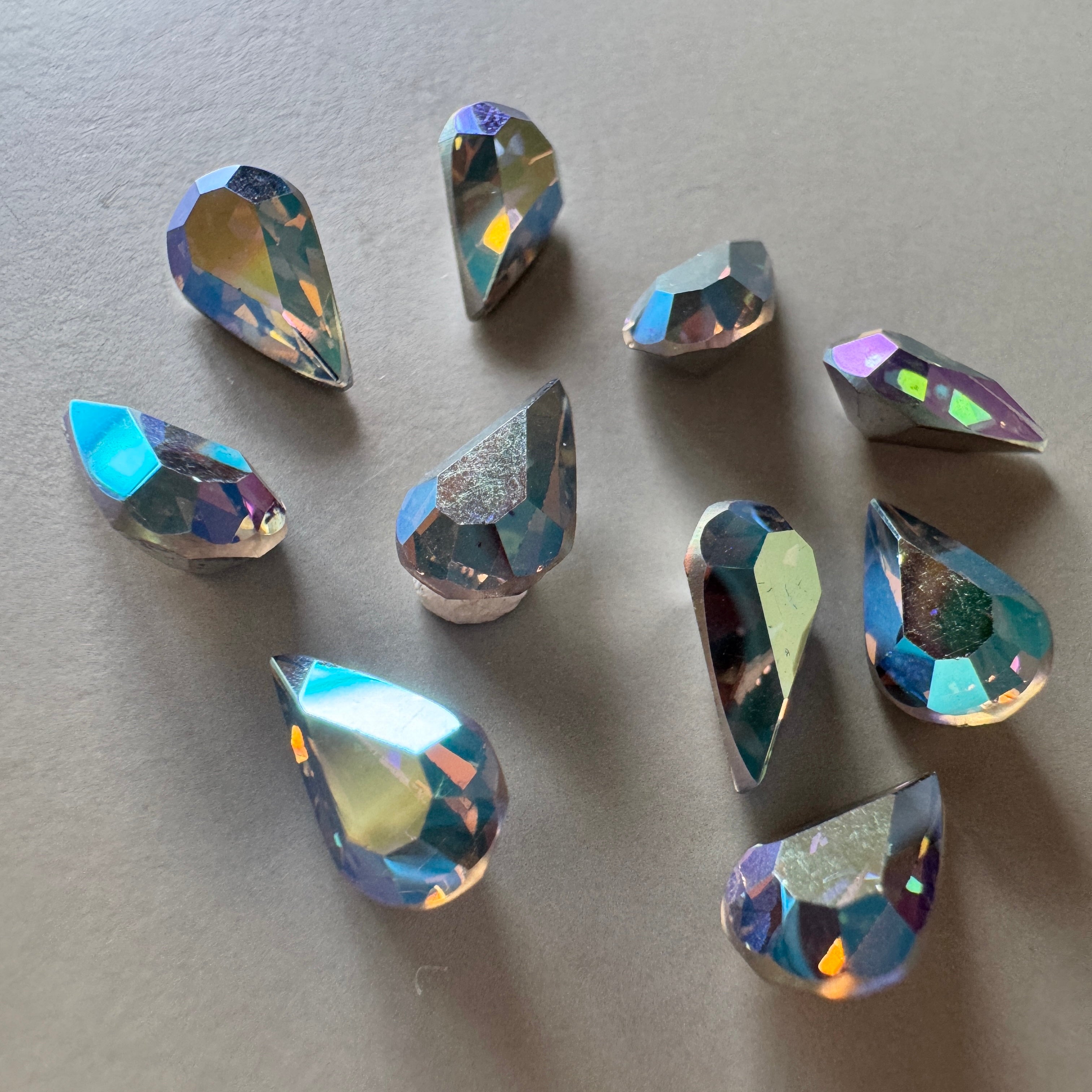 Vintage Swarovski #308 Pearshape Starlight AB 10x6mm【2 pcs