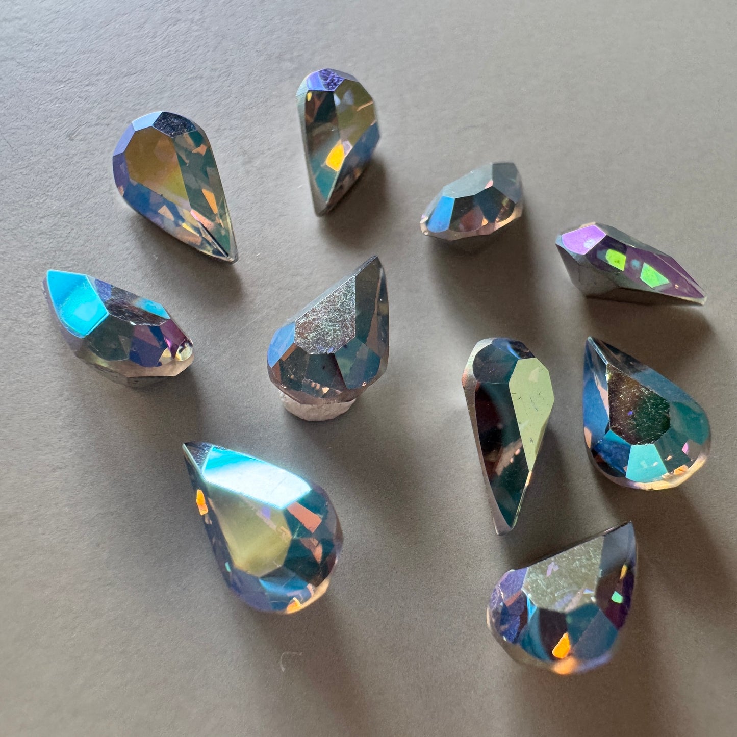 Vintage Swarovski #308 Pearshape Starlight AB 10x6mm【2 pcs】