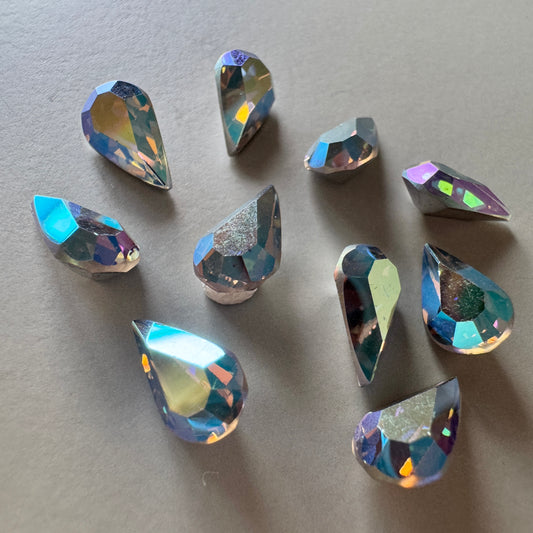 Vintage Swarovski #308 Pearshape Starlight AB 10x6mm【2 pcs】