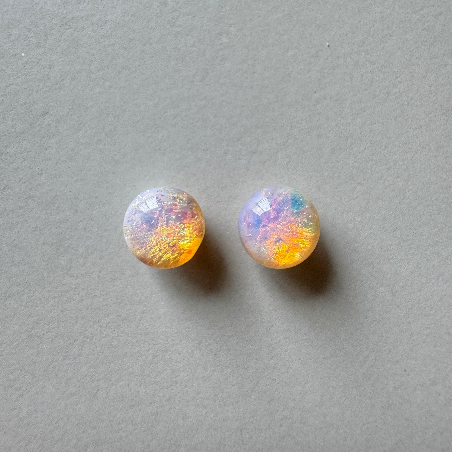 German Vintage Glass Stone Fire Opal Round 35ss【2 pcs】