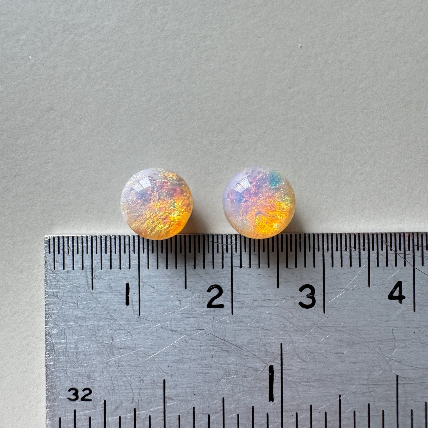 German Vintage Glass Stone Fire Opal Round 35ss【2 pcs】