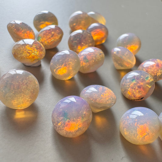 German Vintage Glass Stone Fire Opal Round 35ss【2 pcs】
