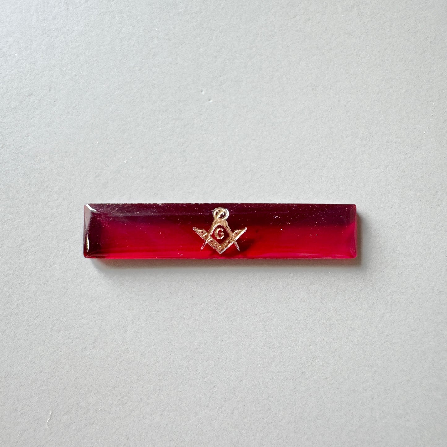 German Vintage Masonic Emblem Glass Cabochon 37×8mm