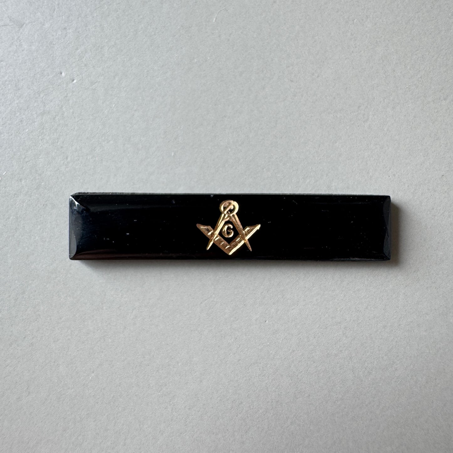 German Vintage Masonic Emblem Glass Cabochon 37×8mm