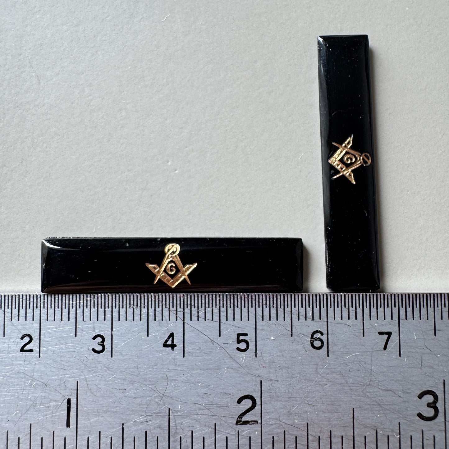 German Vintage Masonic Emblem Glass Cabochon 37×8mm