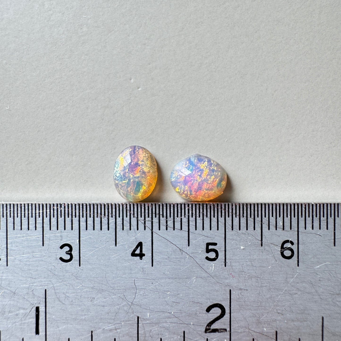 Japan Vintage Glass Cabochon Fire Opal Oval 8x6mm【2 pcs】