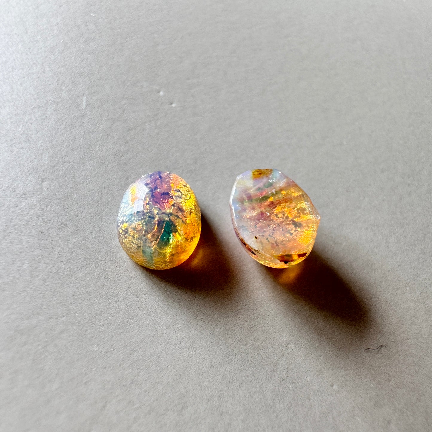 Japan Vintage Glass Cabochon Fire Opal Oval 8x6mm【2 pcs】