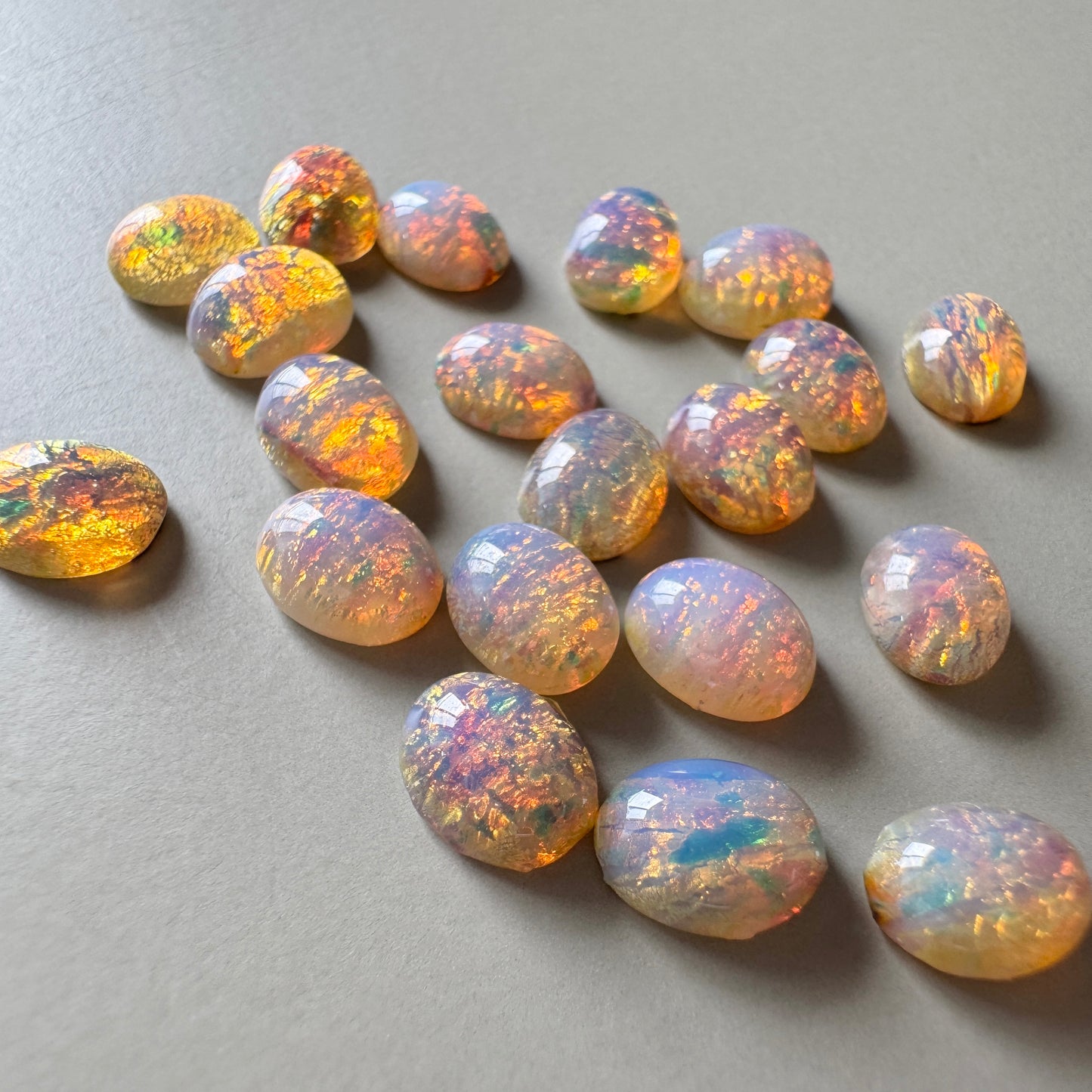 Japan Vintage Glass Cabochon Fire Opal Oval 8x6mm【2 pcs】