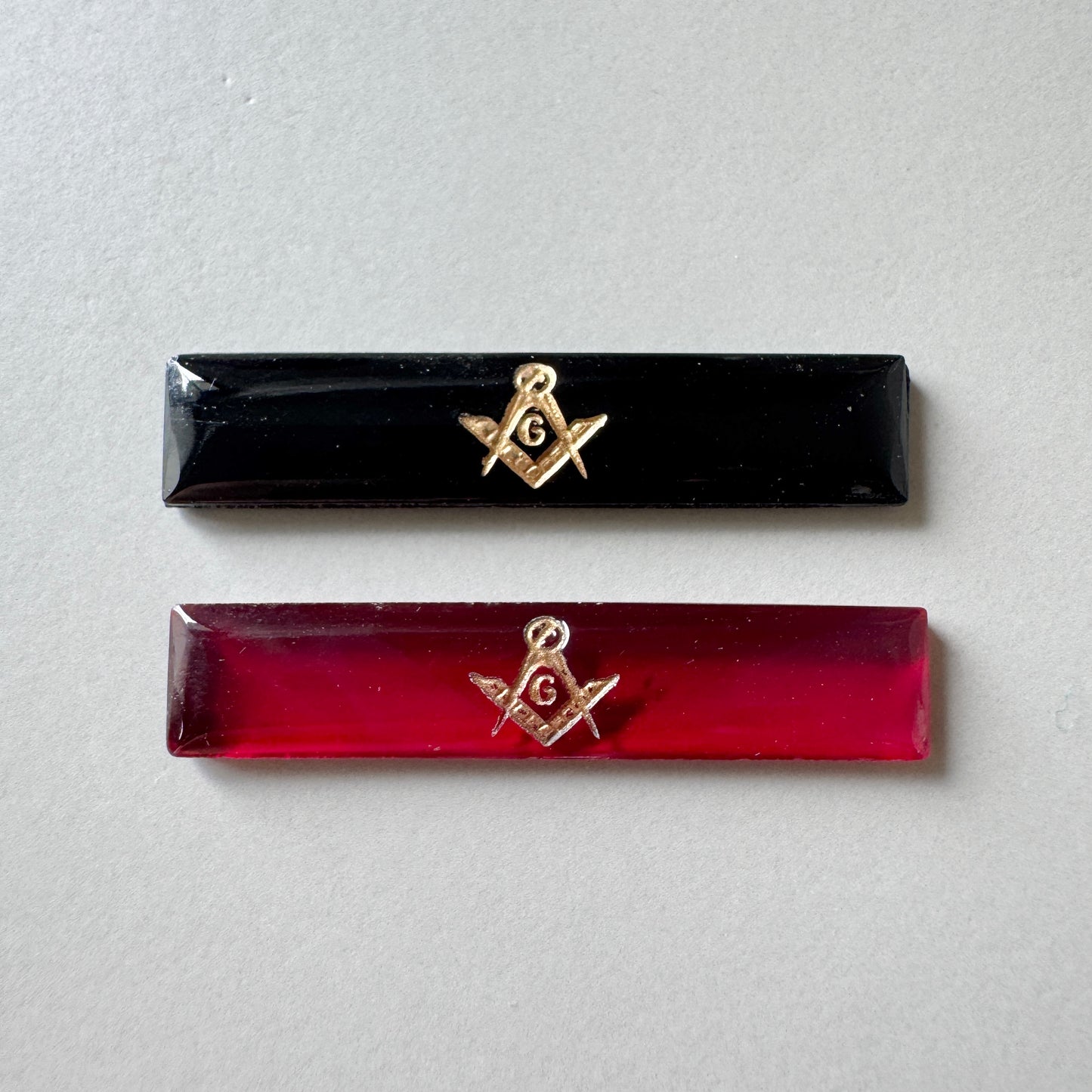 German Vintage Masonic Emblem Glass Cabochon 37×8mm