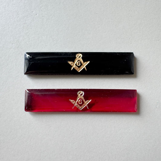 German Vintage Masonic Emblem Glass Cabochon 37×8mm