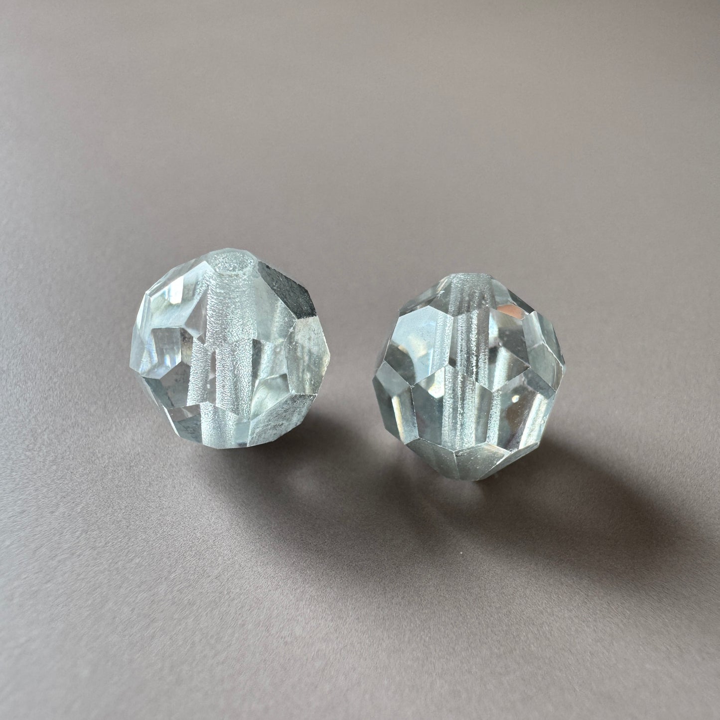 Czech Vintage Machine Cut Glass Beads Crystal/Labrador 10mm【2 pcs】