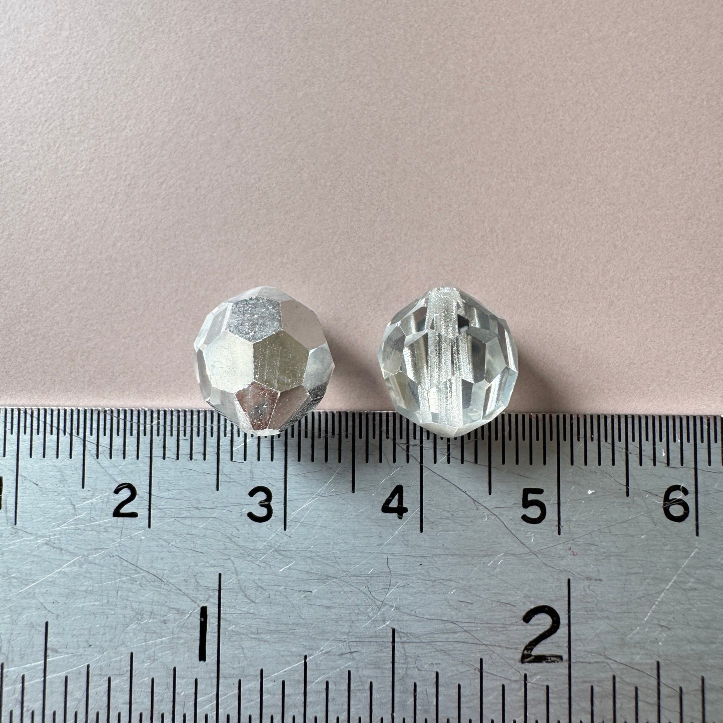 Czech Vintage Machine Cut Glass Beads Crystal/Labrador 10mm【2 pcs】