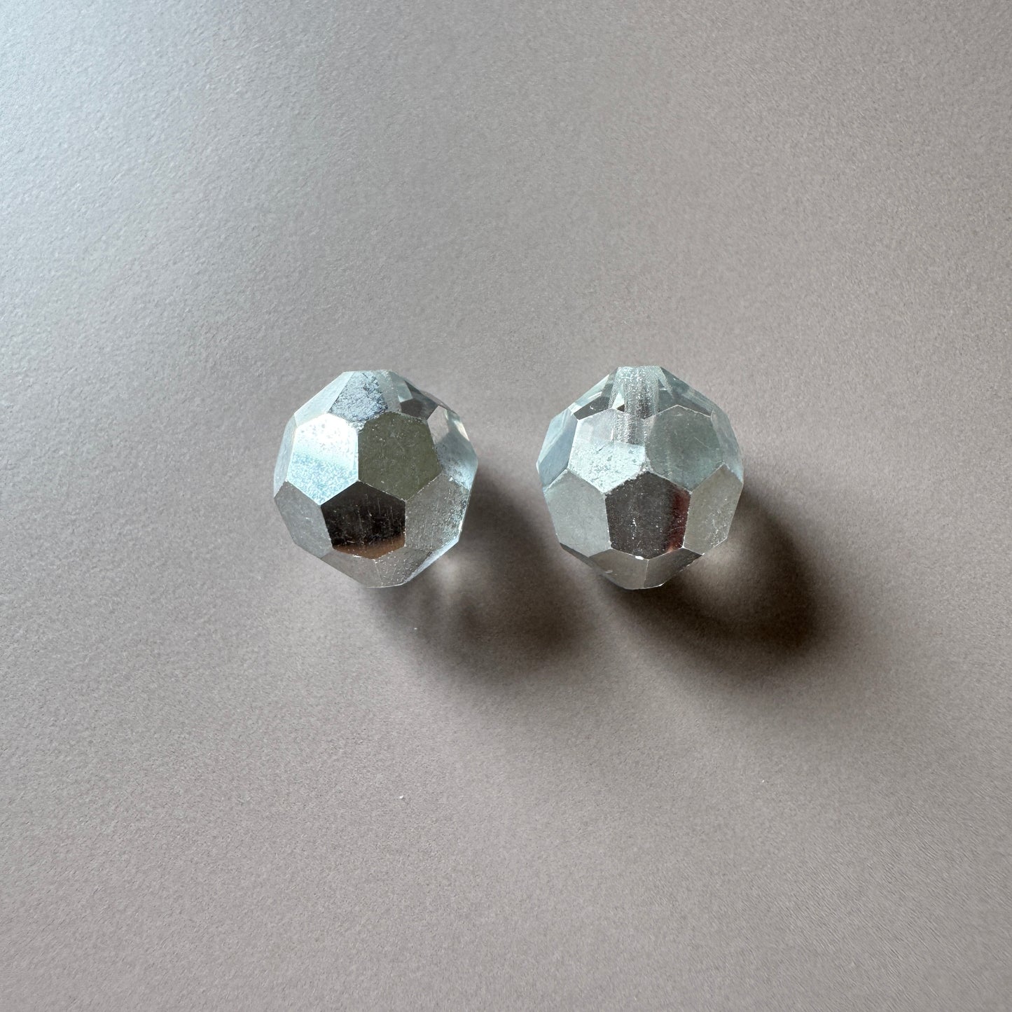 Czech Vintage Machine Cut Glass Beads Crystal/Labrador 10mm【2 pcs】
