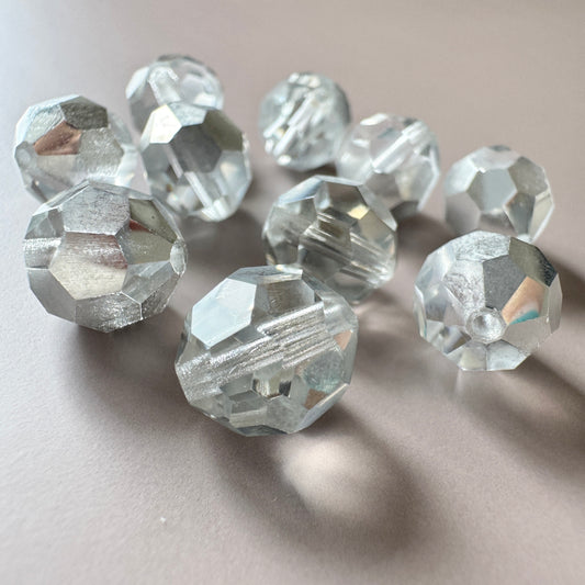 Czech Vintage Machine Cut Glass Beads Crystal/Labrador 10mm【2 pcs】