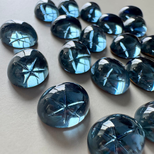 Vintage Swarovski #2191 Montana Blue Lindy Star Cabochon 12x10mm【2 pcs】