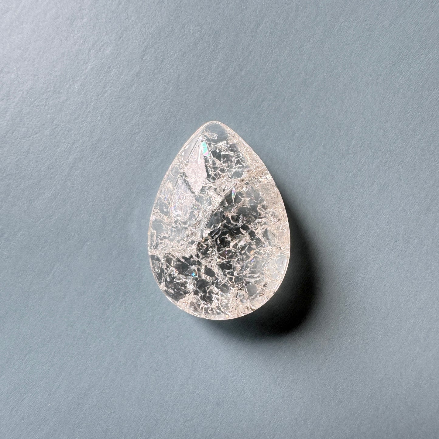 W.Germany Vintage Glass Stone Crackle Crystal Pearshape 18x13mm