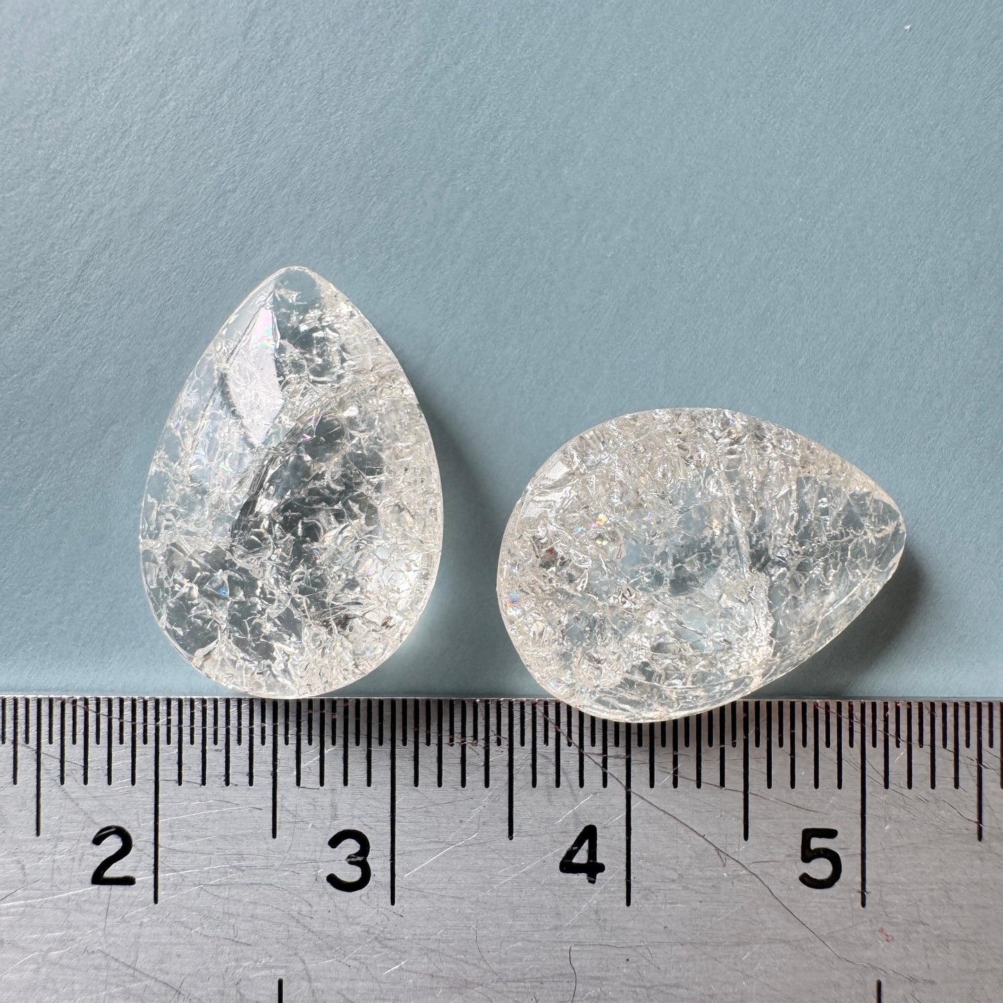W.Germany Vintage Glass Stone Crackle Crystal Pearshape 18x13mm