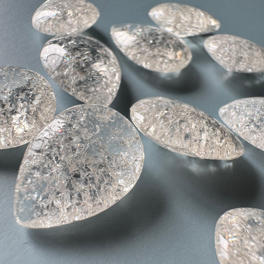 W.Germany Vintage Glass Stone Crackle Crystal Pearshape 18x13mm
