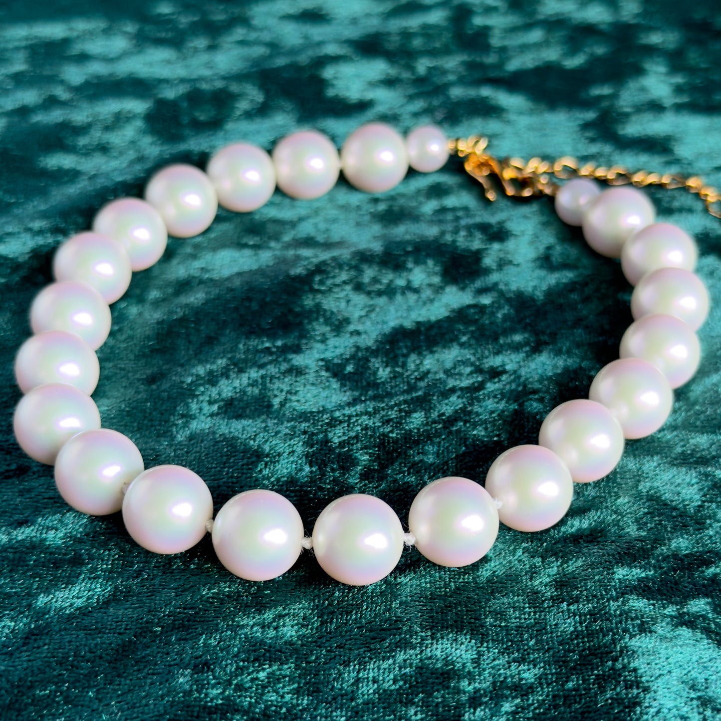 【Made in Japan】Glass Pearl Chunky Choker Necklace W