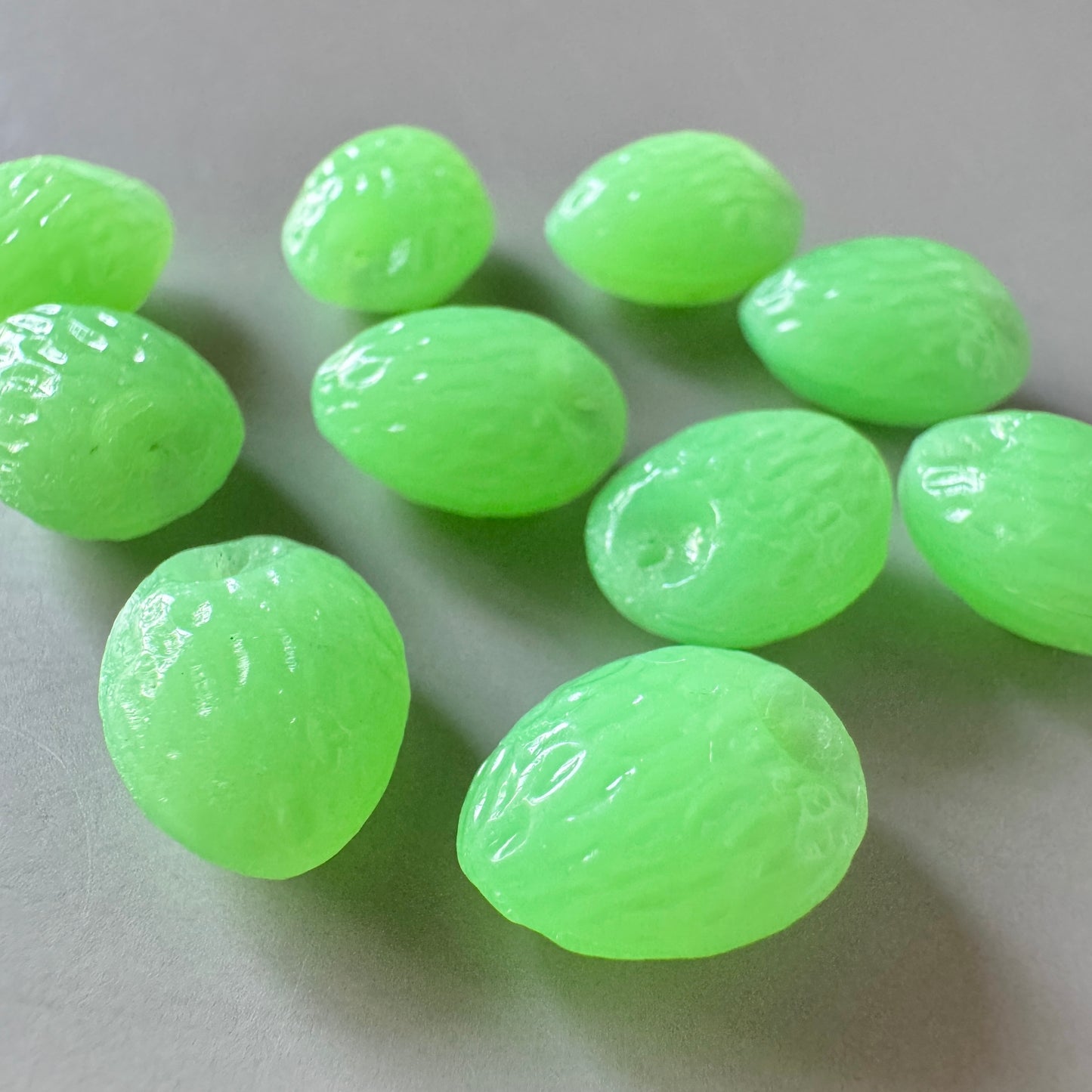 Czech Pressed Vaseline Fruits Beads 12x9mm【2 pcs】