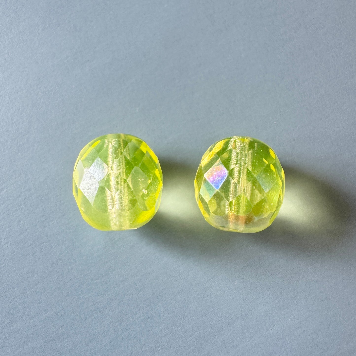 Czech Fire Polished Faceted Round Beads AB coated 12mm 【2 pcs】