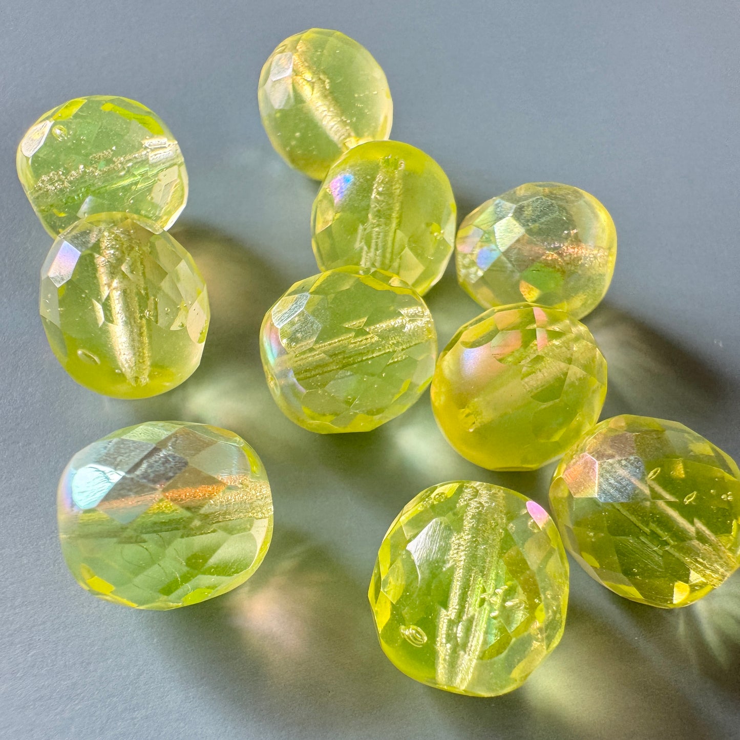Czech Fire Polished Faceted Round Beads AB coated 12mm 【2 pcs】