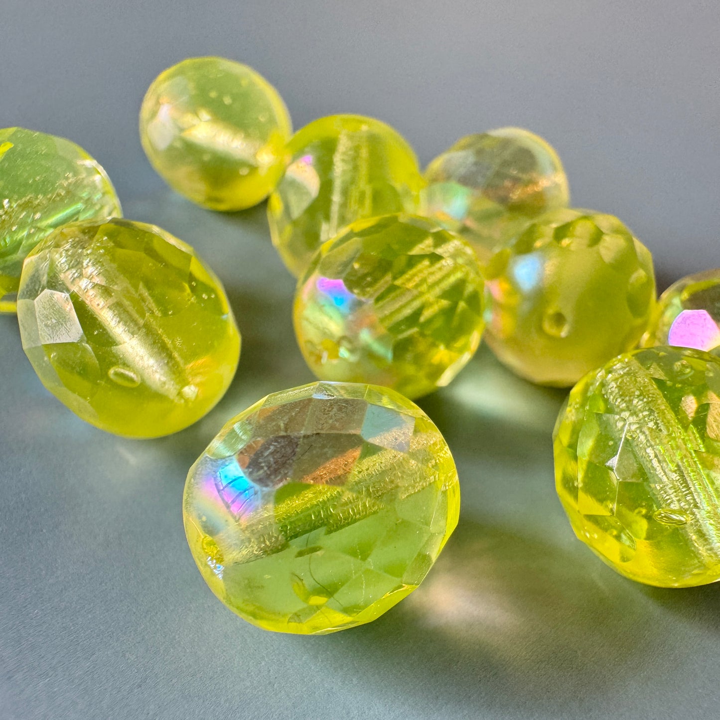 Czech Fire Polished Faceted Round Beads AB coated 12mm 【2 pcs】