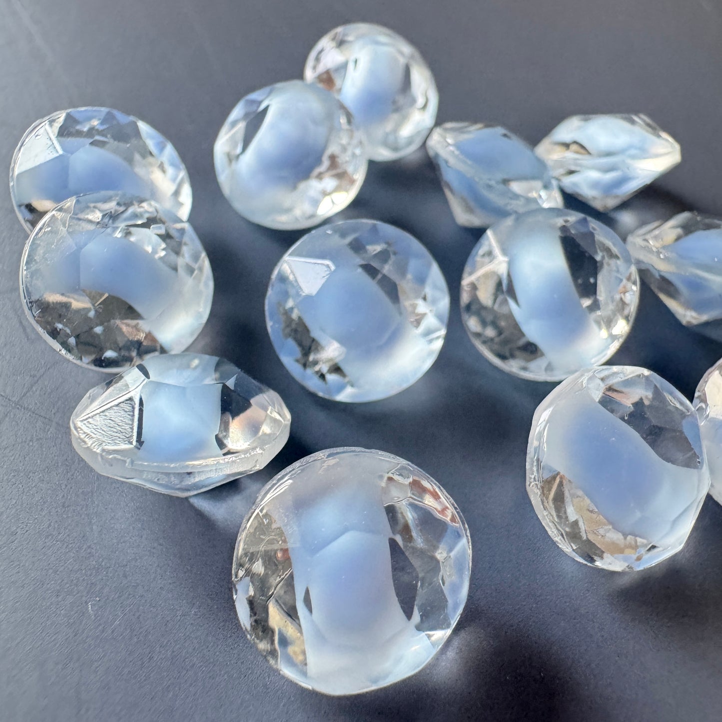 W.Germany Vintage Glass Stone Lt. Sapphire Givre 48ss【2 pcs】