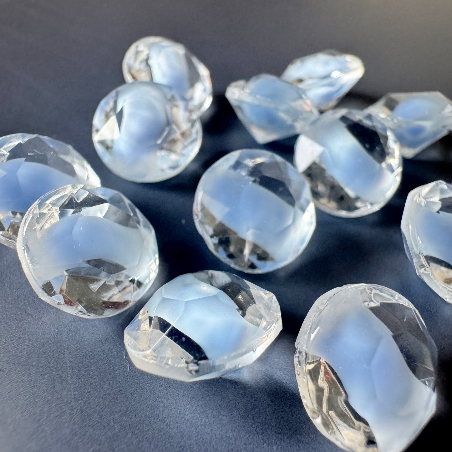 W.Germany Vintage Glass Stone Lt. Sapphire Givre 48ss【2 pcs】