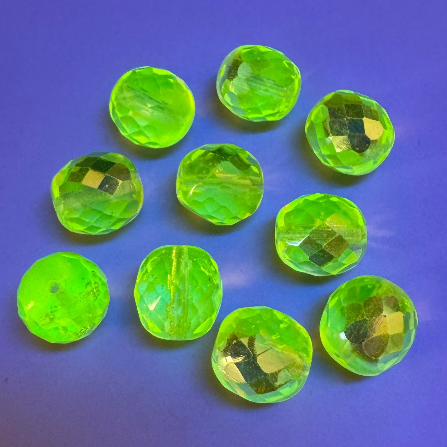 Czech Fire Polished Faceted Round Beads AB coated 12mm 【2 pcs】