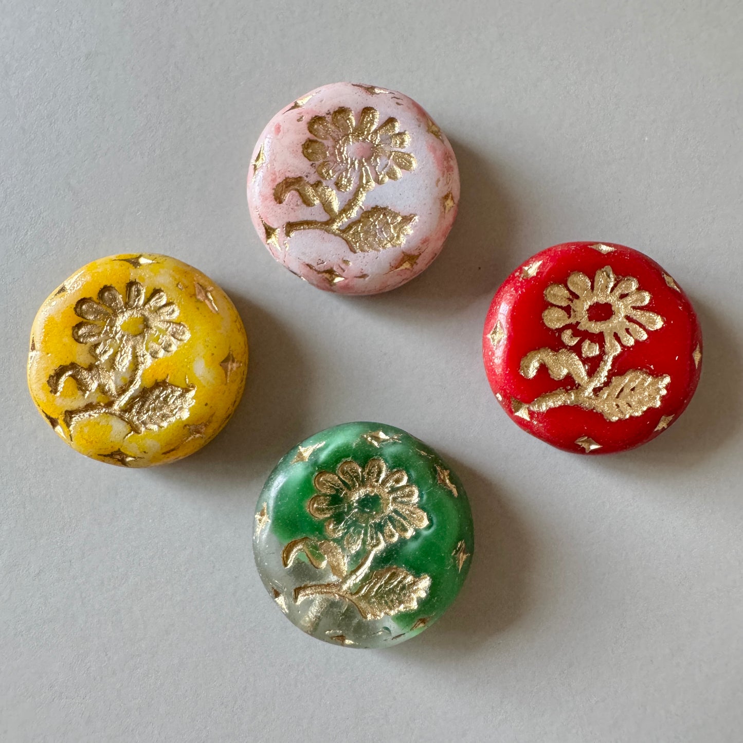 Czech Pressed Glass Beads Lava Flower 18mm