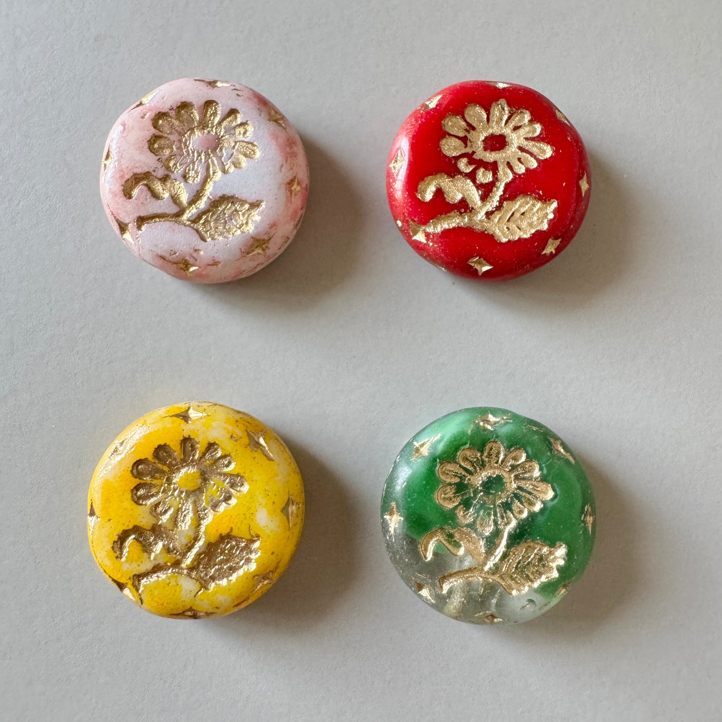 Czech Pressed Glass Beads Lava Flower 18mm
