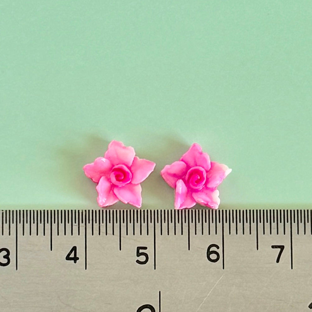 Japan Vintage Pink Plastic Roses 10mm 【2pcs】