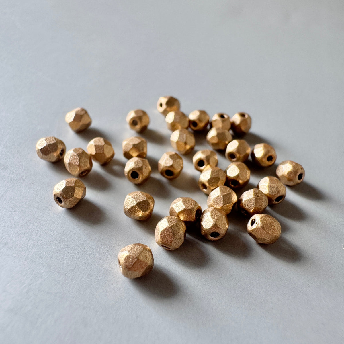 Czech Fire Polished Beads Metallic Gold Round【3/4/6mm】