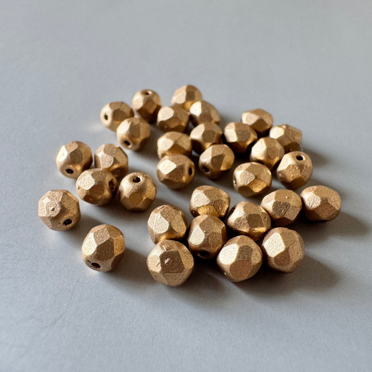 Czech Fire Polished Beads Metallic Gold Round【3/4/6mm】