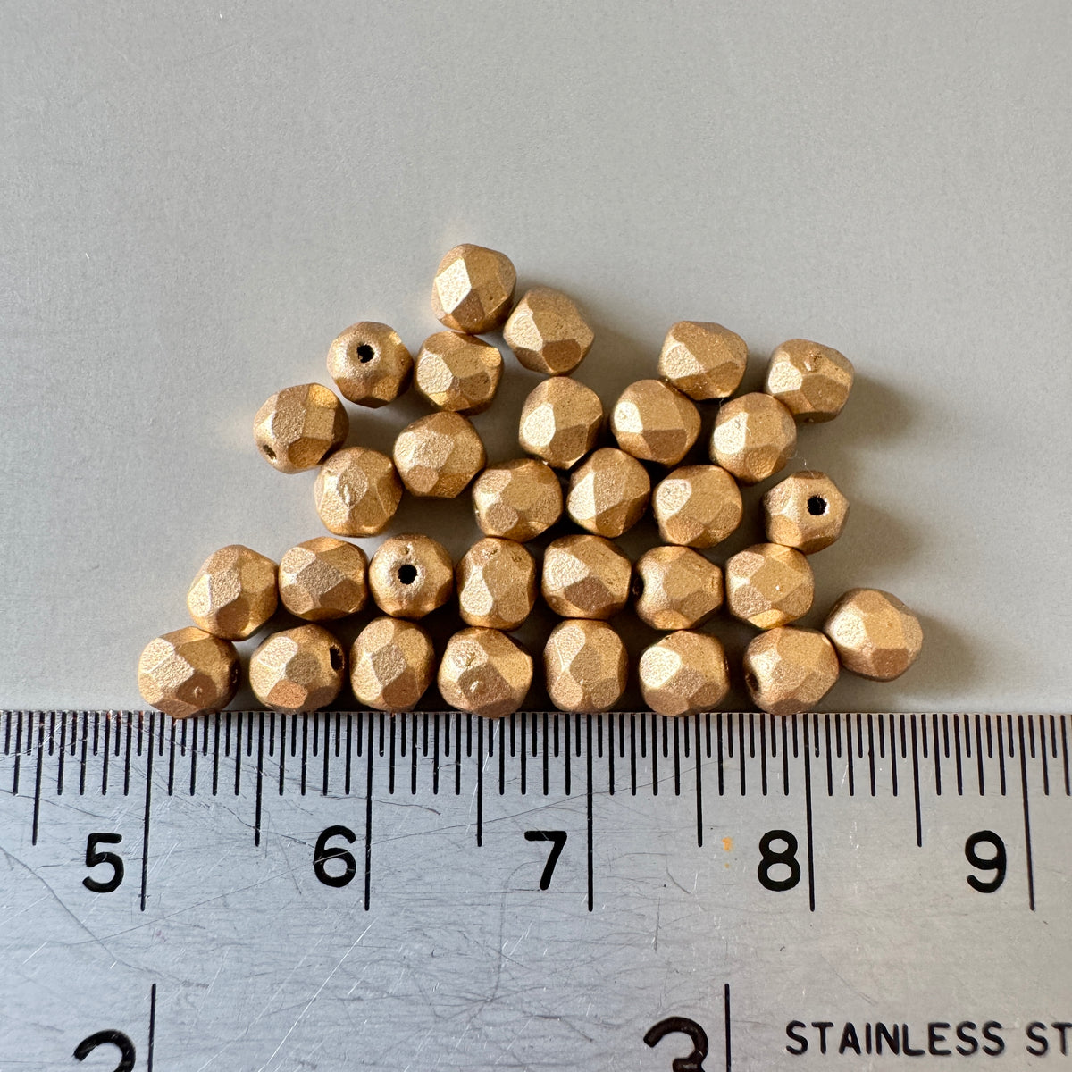 Czech Fire Polished Beads Metallic Gold Round【3/4/6mm】