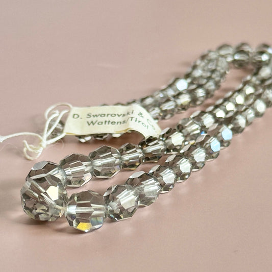 Vintage Swarovski Graduated Beads Strand Black Diamond with Tag 32cm