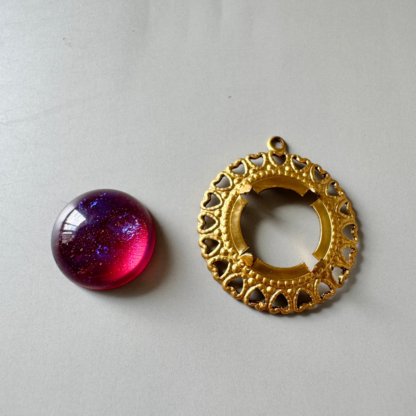 Special Set【Vintage Dragon's Breath Cabochon & Setting 15mm】26MX_281
