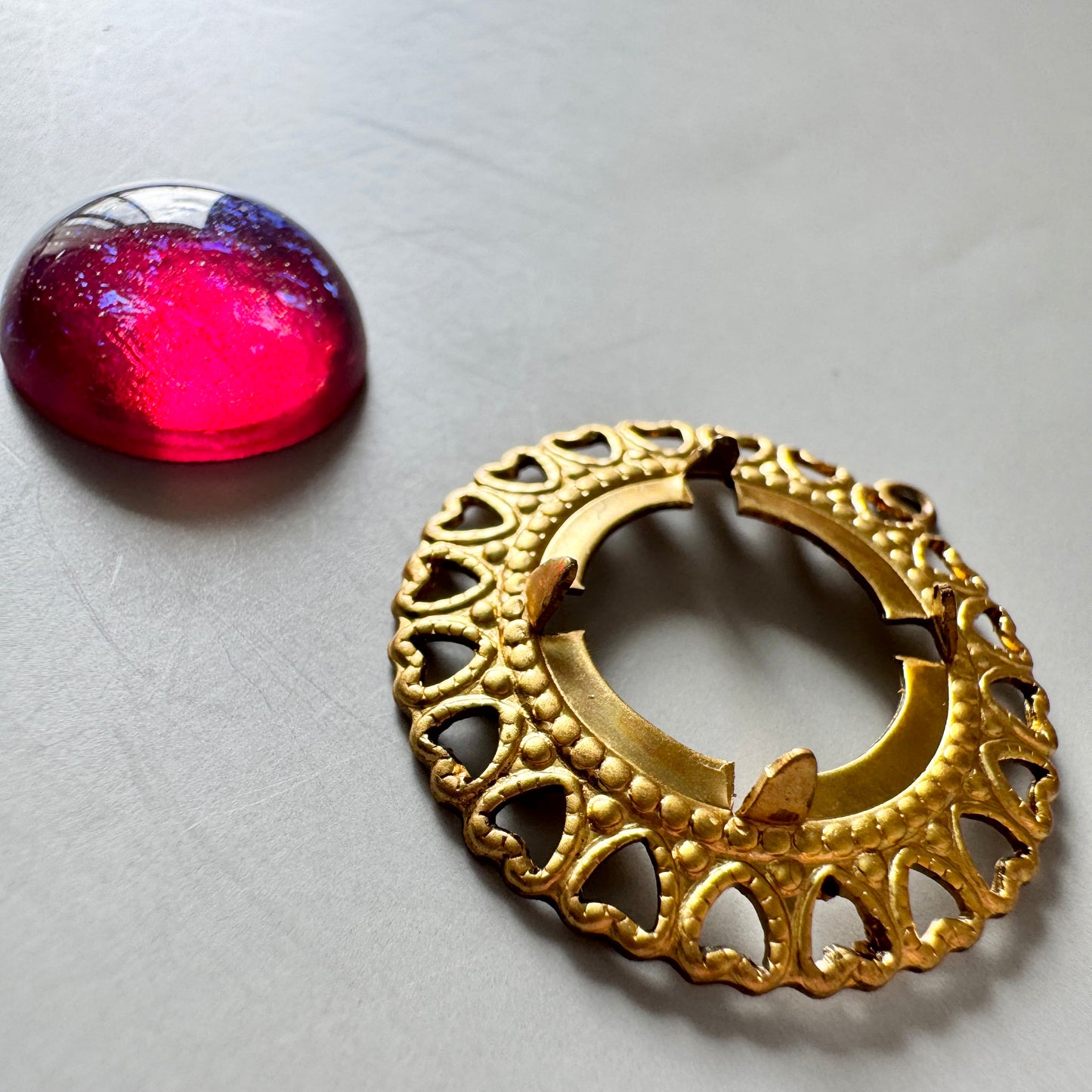 Special Set【Vintage Dragon's Breath Cabochon & Setting 15mm】26MX_281