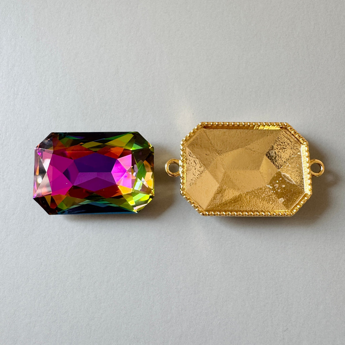 Swarovski ART #4627 Thin Octagon Fancy Stone Crystal Vitrail Medium 27×18.5mm【with Setting】