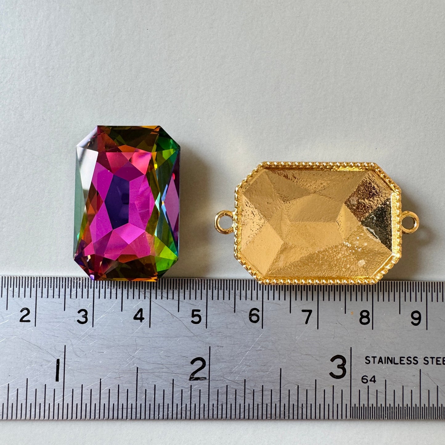 Swarovski ART #4627 Thin Octagon Fancy Stone Crystal Vitrail Medium 27×18.5mm【with Setting】