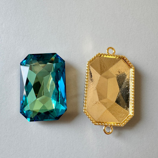 Swarovski ART #4627 Thin Octagon Fancy Stone Crystal Bermuda Blue 27×18.5mm【with Setting】