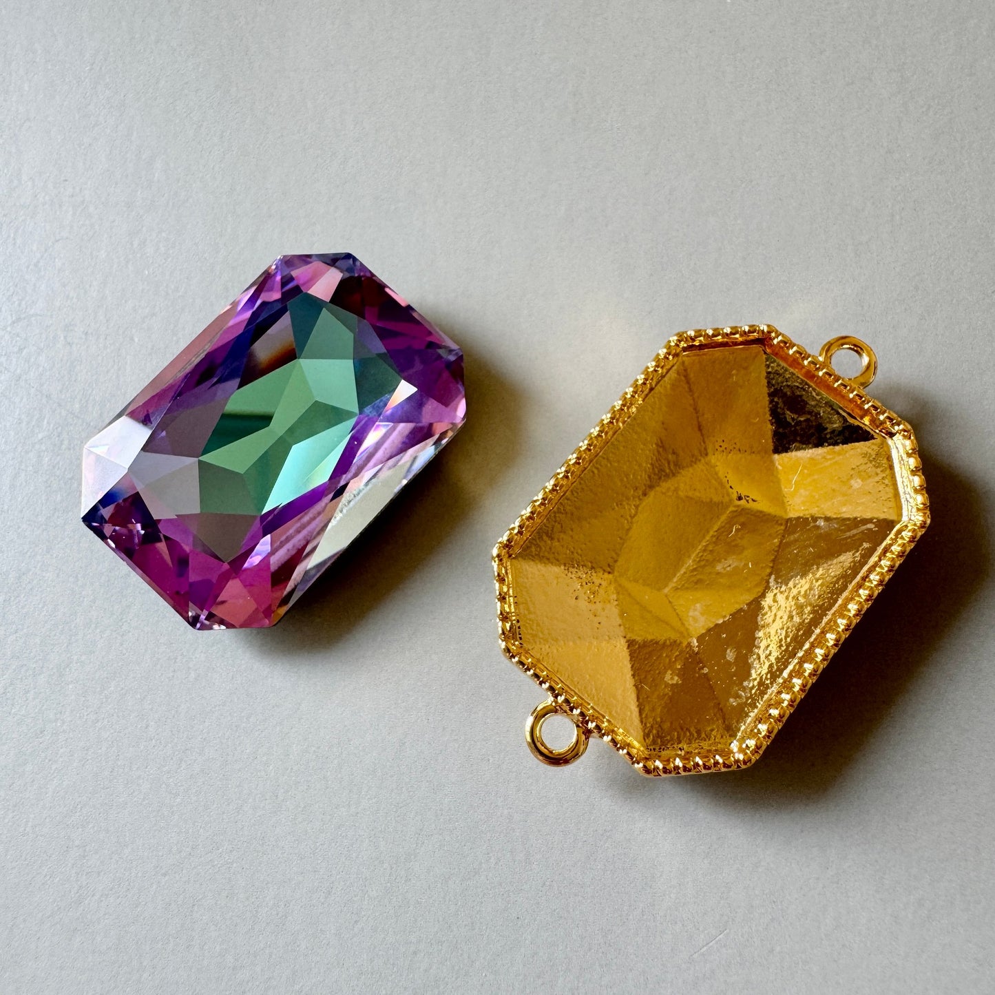 Swarovski ART #4627 Thin Octagon Fancy Stone Crystal Vitrail Light 27×18.5mm【with Setting】