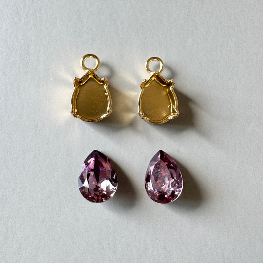 Special Set【Swarovski #4320 Antique Pink 8×6mm & Gold Settings】26MX_314