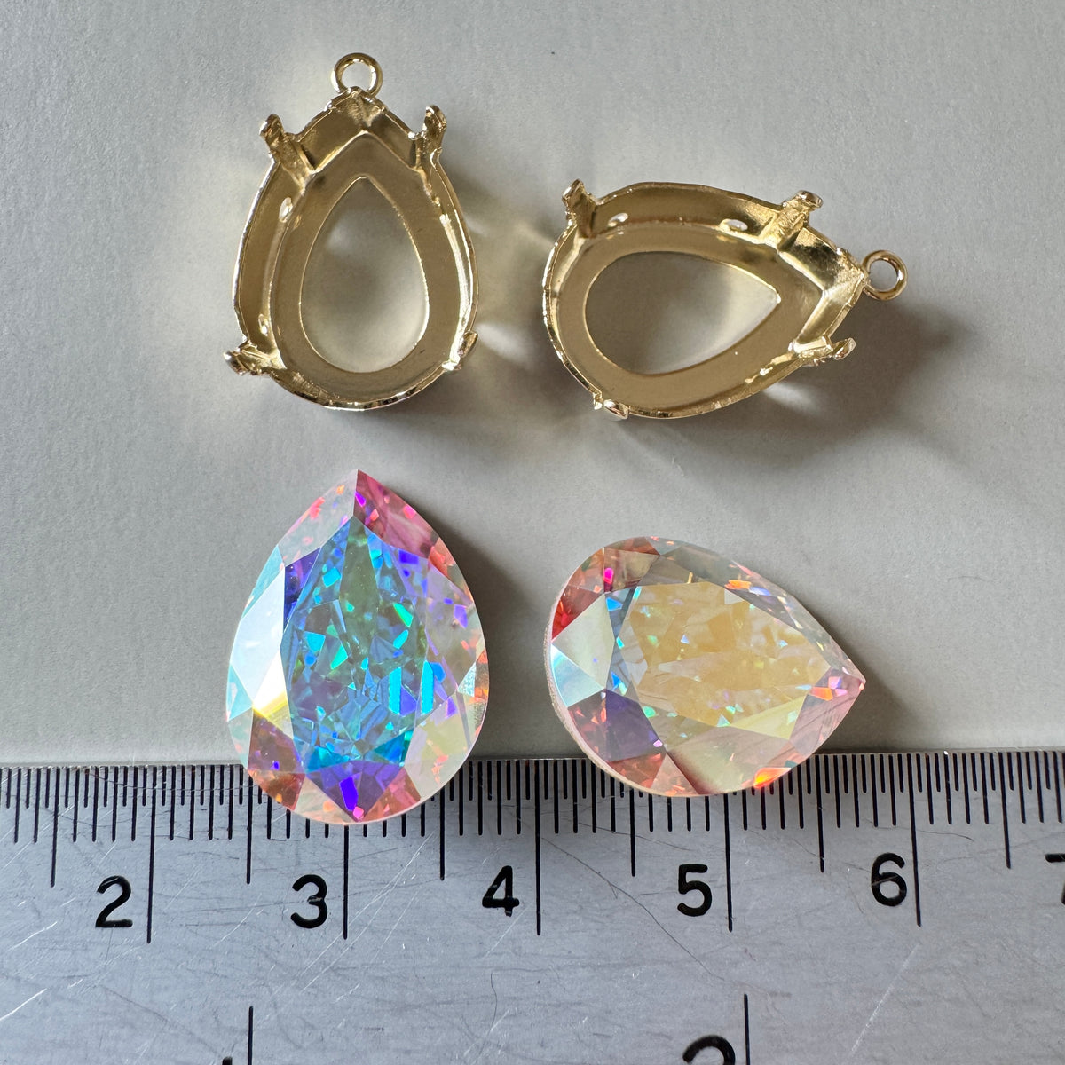 Special Set【Swarovski #4320 Crystal AB 18×13mm & Gold Settings】26MX_315