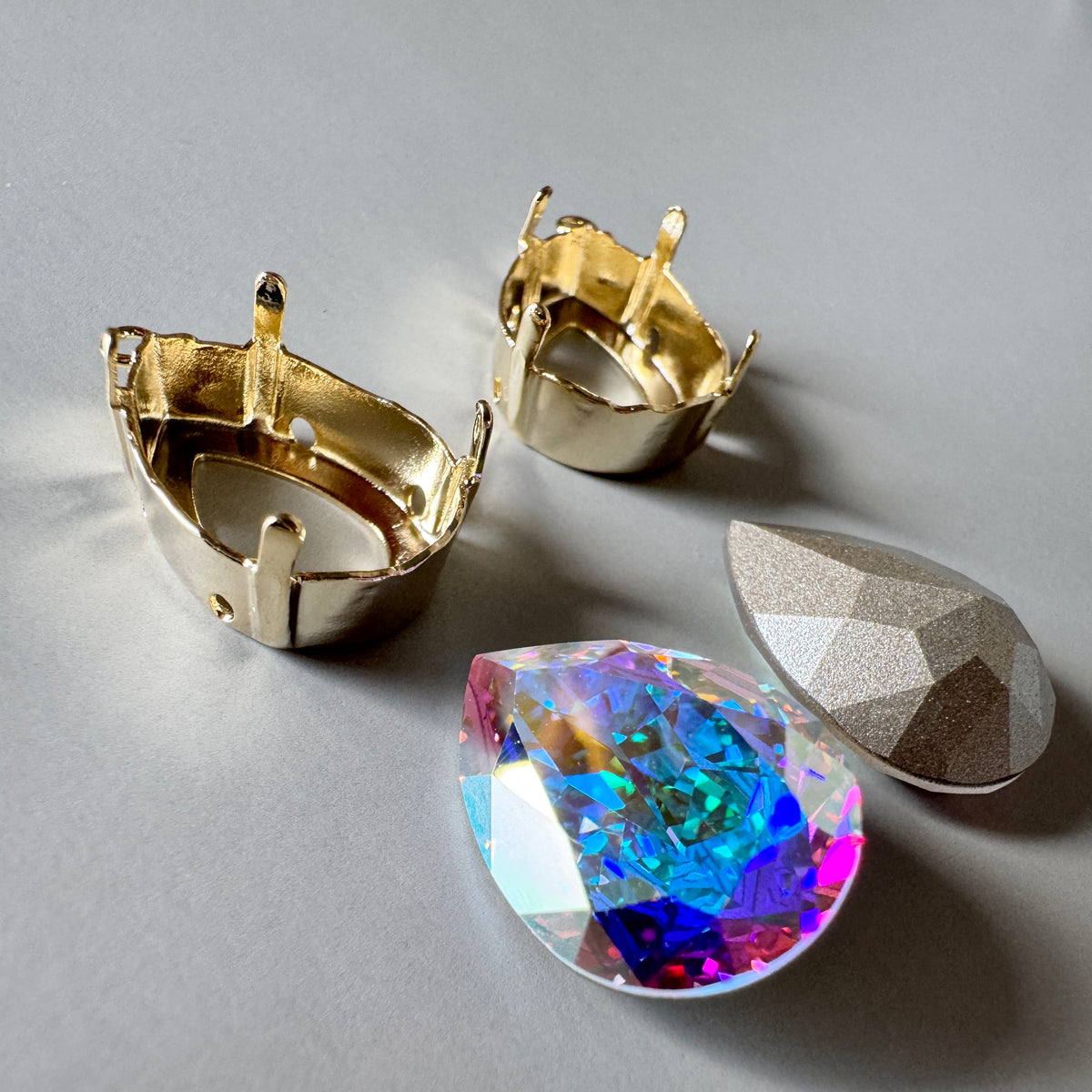 Special Set【Swarovski #4320 Crystal AB 18×13mm & Gold Settings】26MX_315