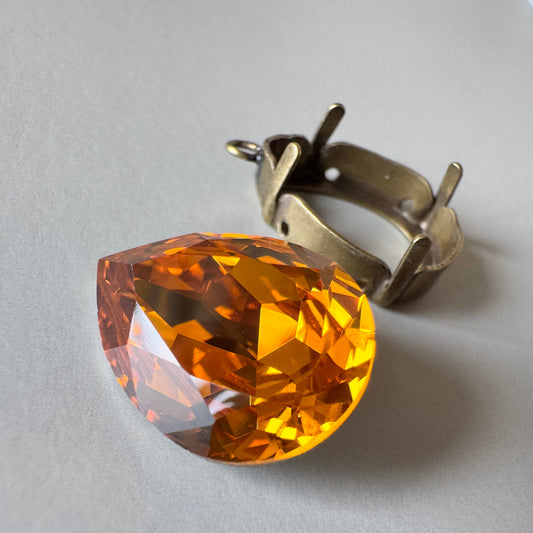 Special Set【Swarovski #4320 Topaz 18×13mm & Antique Gold Setting】26MX_323