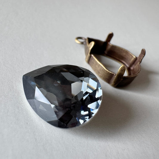 Special Set【Swarovski #4320 Crystal Silver Night 14×10mm & Antique Gold Setting】26MX_327