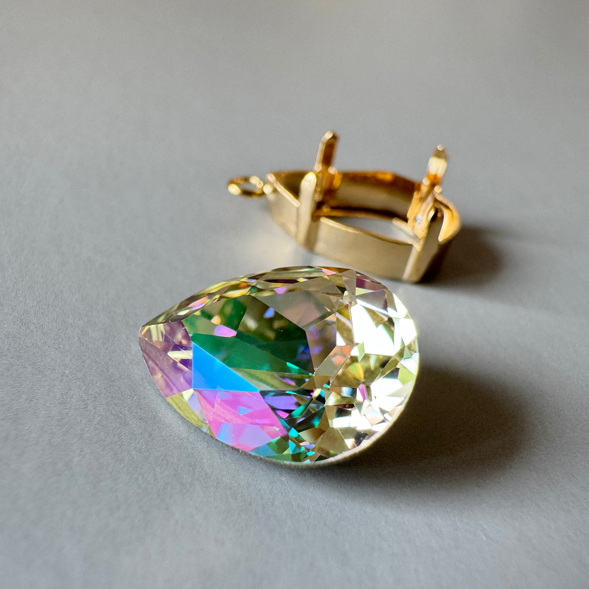 Special Set【Swarovski #4320 Crystal Luminous Green 14×10mm & Gold Setting】26MX_331